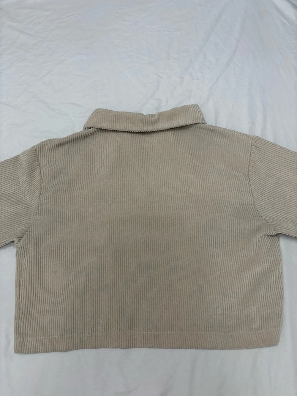 Beige Corduroy Button-Front Jacket